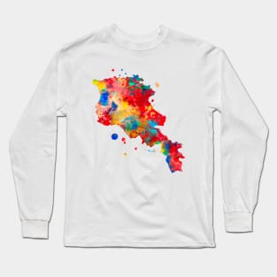 Armenia Watercolor Map Painting Long Sleeve T-Shirt